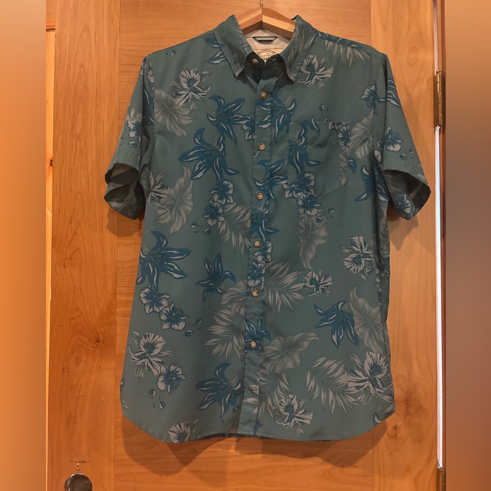 Casual Green Hawaiian Floral Men’s Short-Sleeve Button-Down Shirt